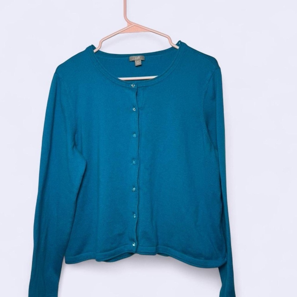 J.Jill Teal Button Front Knit Cardigan Sweater | Size M